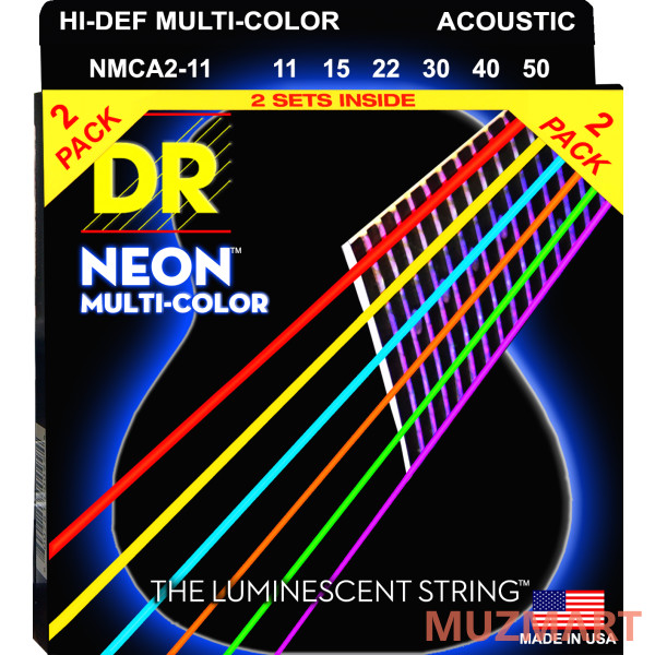 DR NMCA-2/11 HI-DEF NEON Струны для акустической гитары, 2 комплекта