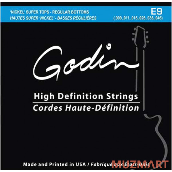 Godin 008971 E-9 Комплект струн для электрогитары, 9-46, Super Tops/Regular bottoms