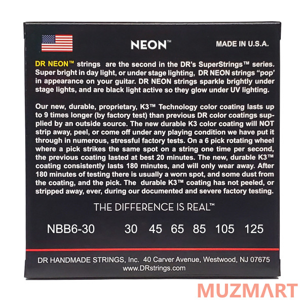 DR NBB6-30 HI-DEF NEON Струны для 6-струнной бас-гитары