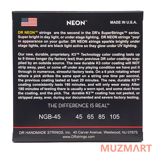 DR NGB-45 HI-DEF NEON Струны для 4-струнной бас-гитары