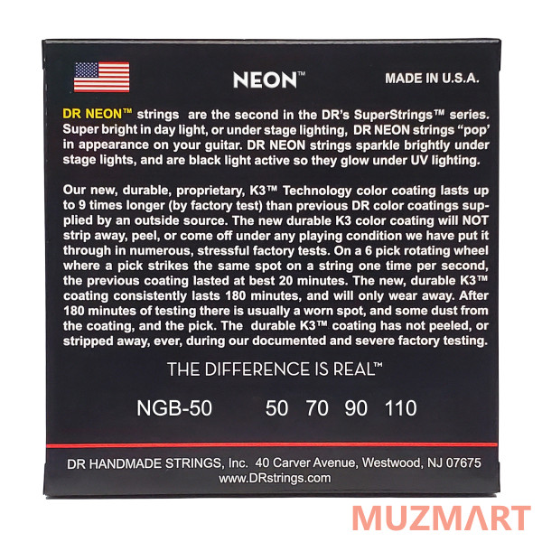 DR NGB-50 HI-DEF NEON Струны для 4-струнной бас-гитары