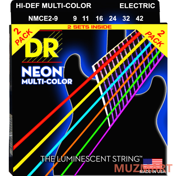 DR NMCE-2/9 HIGH-DEF NEON Струны для электрогитары, 2 комплекта