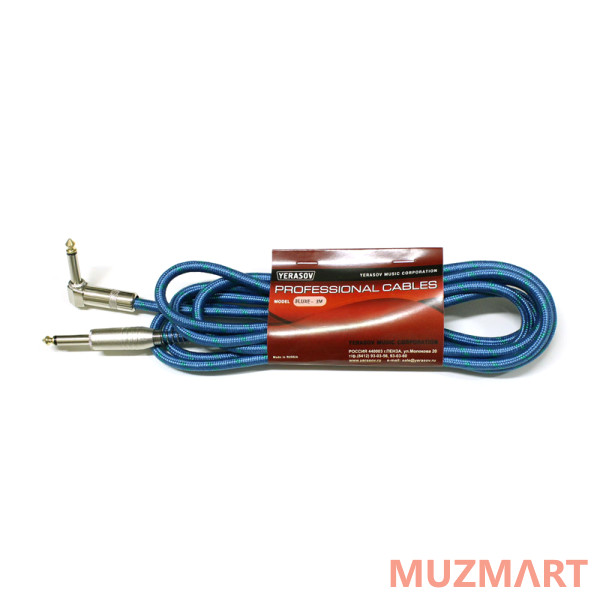 Yerasov 3LUXE-3m-BL Кабель инструментальный, 3м, прямой/угловой, синий
