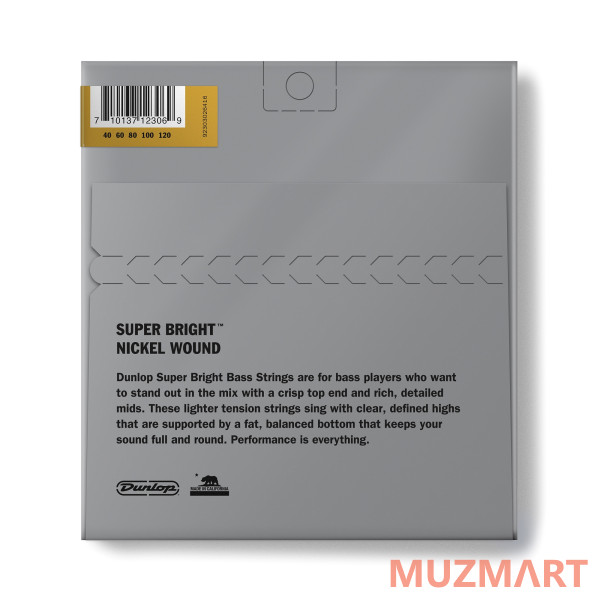 Dunlop DBSBN40120M Super Bright Комплект струн для 5-струнной бас-гитары