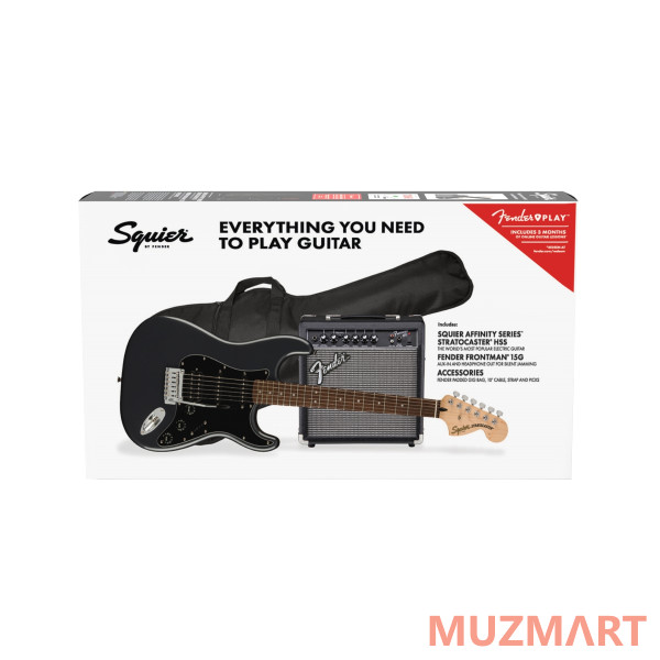 Squier Affinity Stratocaster HSS Pack LRL Charcoal Frost Metallic Комплект: электрогитара, комбоусилитель, чехол