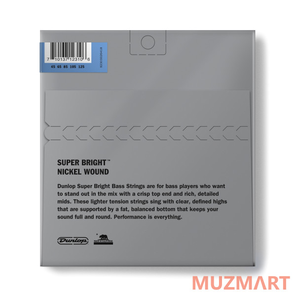 Dunlop DBSBN45125M Super Bright Комплект струн для 5-стр бас-гитары
