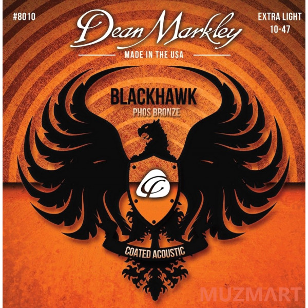 Dean Markley DM8010 Blackhawk Pure Bronze Комплект струн для акустической гитары,с покрытием, 10-47