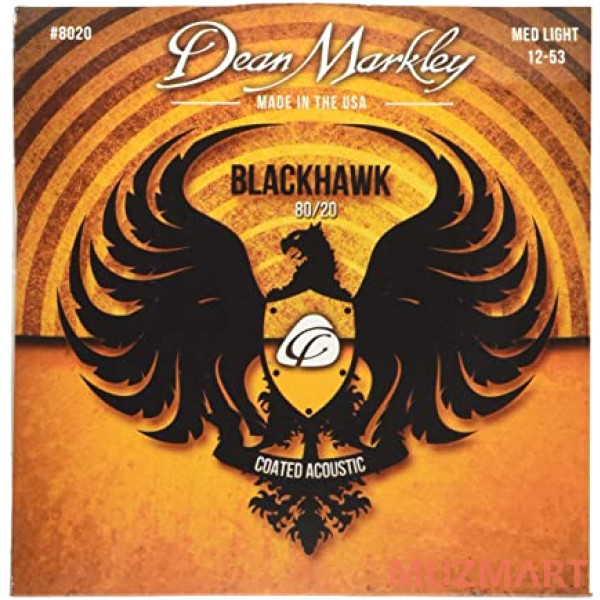 Dean Markley DM8020 Blackhawk 80/20 Комплект струн для акустической гитары, с покрытием, 12-53