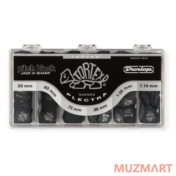Dunlop 4820 Tortex Pitch Black Jazz III Display Коробка с медиаторами