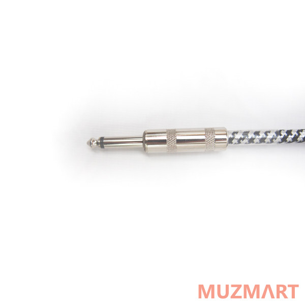 Ruvix XA06BW Кабель гитарный, инструментальный, в защитной оплетке, 6 м, черный/белый