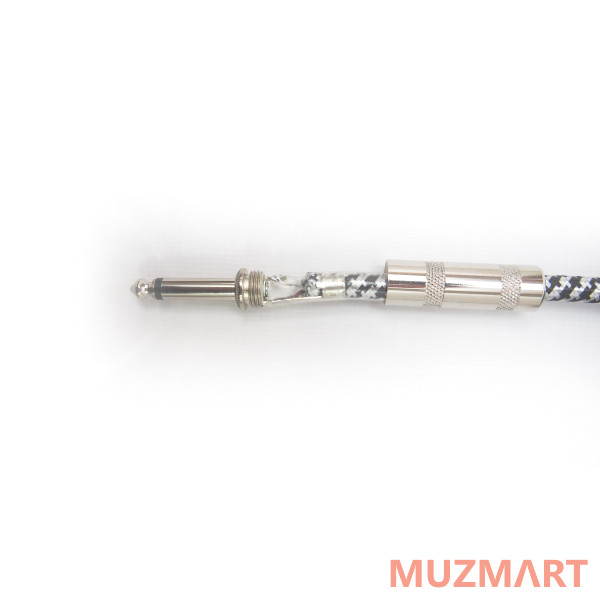 Ruvix XA06BW Кабель гитарный, инструментальный, в защитной оплетке, 6 м, черный/белый