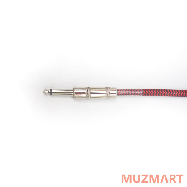 Ruvix XA06RB Кабель гитарный, инструментальный, в защитной оплетке, 6 м, черный/красный