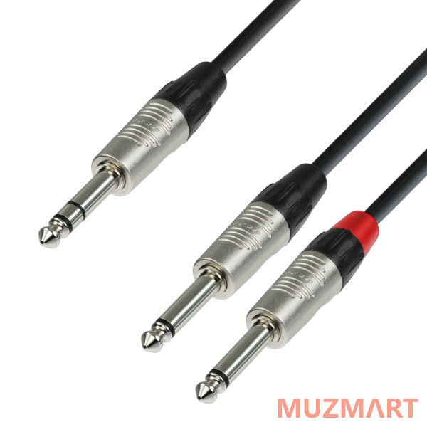 Adam Hall K4 YVPP 0090 Аудиокабель 6,3 Jack stereo-2 x 6,3 Jack mono