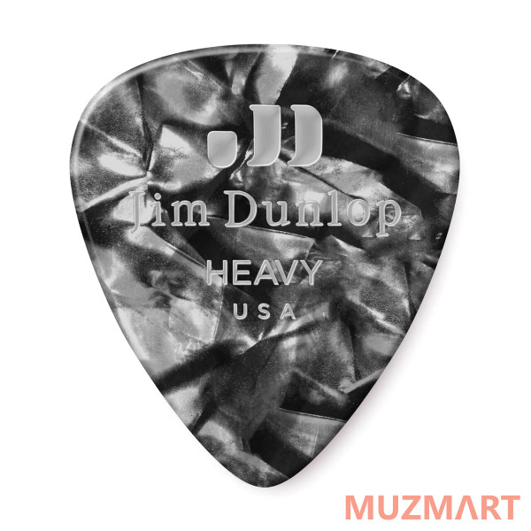 Dunlop 483P02HV Celluloid Black Pearloid Heavy 12Pack Медиаторы, 12 шт