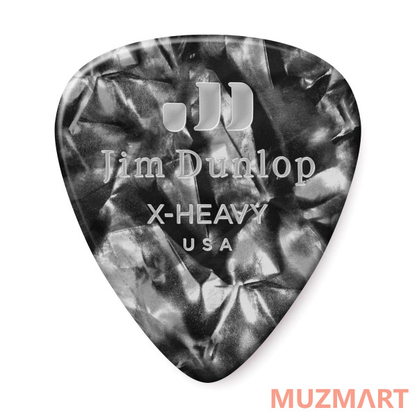 Dunlop 483P02XH Celluloid Black Pearloid Extra Heavy 12Pack Медиаторы, 12 шт