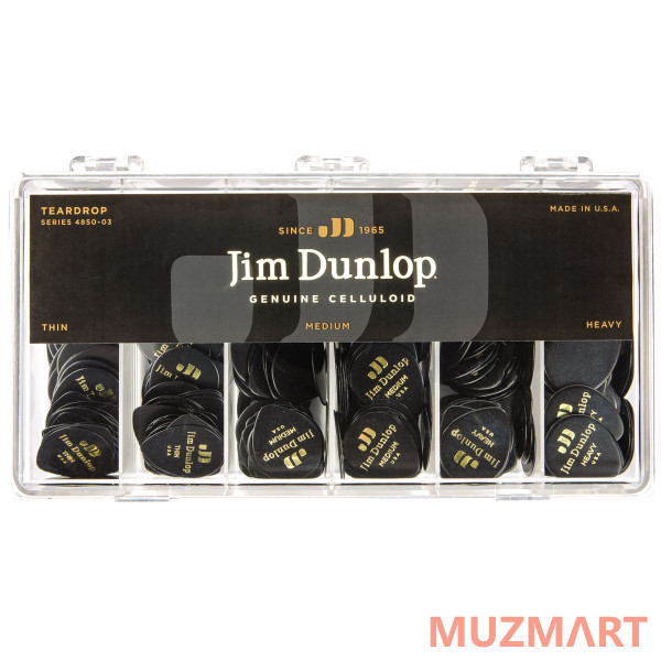 Dunlop 485003 Celluloid Black Teardrop Display Коробка с медиаторами