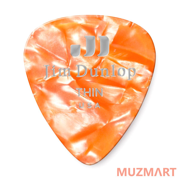 Dunlop 483P08TH Celluloid Orange Pearloid Thin 12Pack Медиаторы, 12 шт