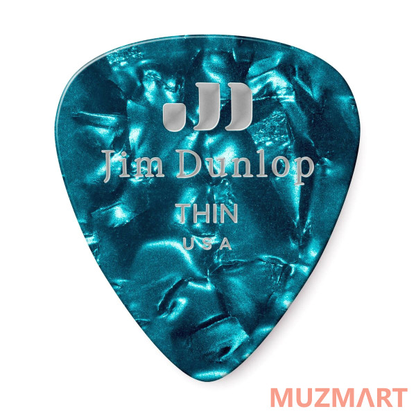 Dunlop 483P11TH Celluloid Turquoise Pearloid Thin 12Pack Медиаторы