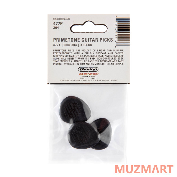 Dunlop 477P304 Primetone Classic Round Tip 3Pack Медиаторы 3 шт