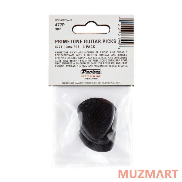 Dunlop 477P307 Primetone Classic Large Round Tip 3Pack Медиаторы 3 шт