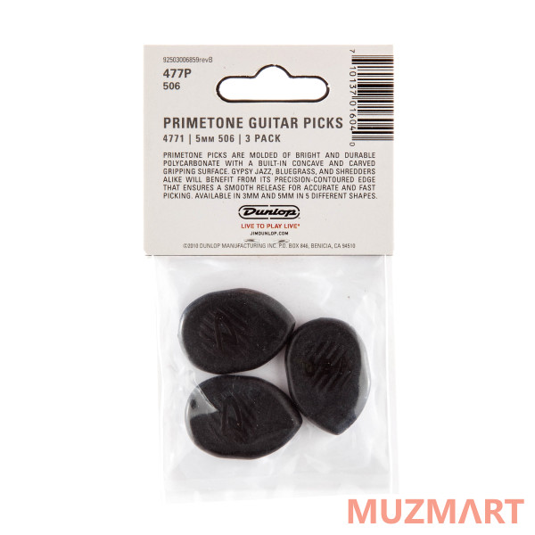 Dunlop 477P506 Primetone Classic Medium Tip 3Pack Медиаторы, 3 шт