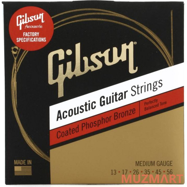 Gibson SAG-CPB13 COATED PHOSPHOR BRONZE ACOUSTIC GUITAR STRINGS MEDIUM Струны для акустической гитары