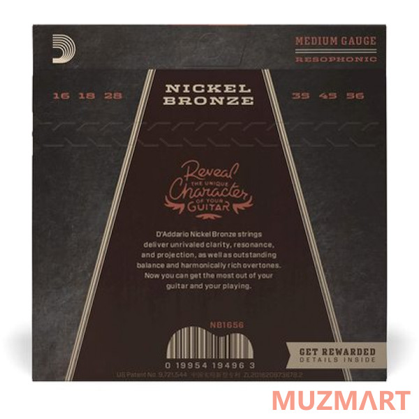 D'Addario NB1656 Комплект струн для резонаторной акустической гитары