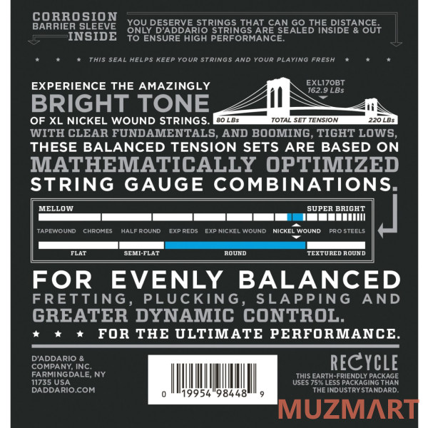 D'Addario EXL220BT Комплект струн для бас-гитары