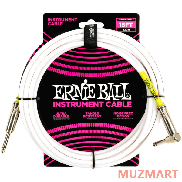 Ernie Ball 6400 Кабель инструментальный, прямой - угловой джек 4,57 м