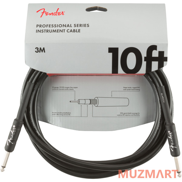 Fender 10' inst cable BLK Инструментальный кабель 3,05 м