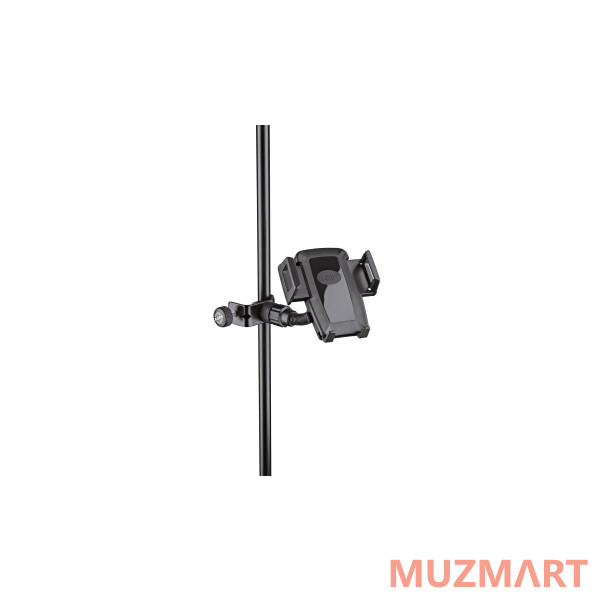 K&M 19747-000-55 универсальный держатель для смартфона на микрофонную стойку, пластик, чёрный