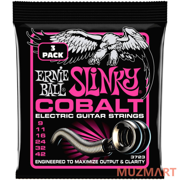 Ernie Ball 3723 Cobalt Slinky Super 3 Pack 9-42 Струны для электрогитары, 3 комплекта