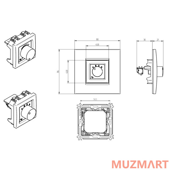 Powersoft WMP LEVEL SQUARE WHITE Настенный контроллер