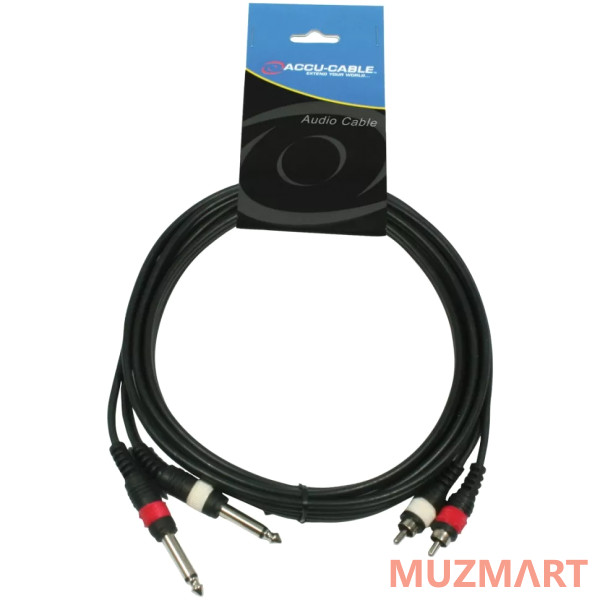 American DJ AC-2R-2J6M/3 Аудиокабель - RCA2 папа x 6,3 Jack моно, 3 метра