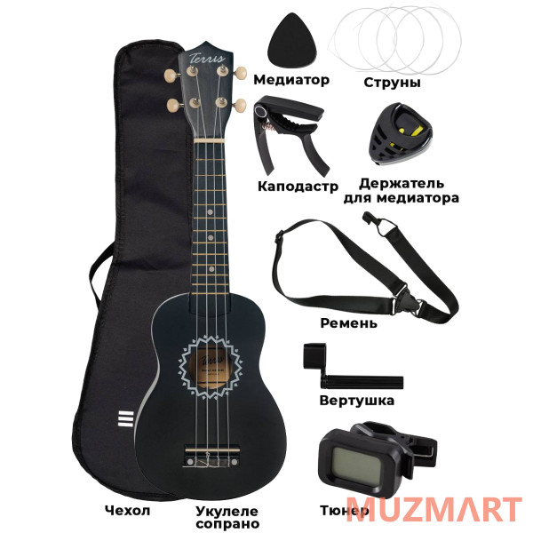 Terris JUS-10 BK PACK Укулеле сопрано