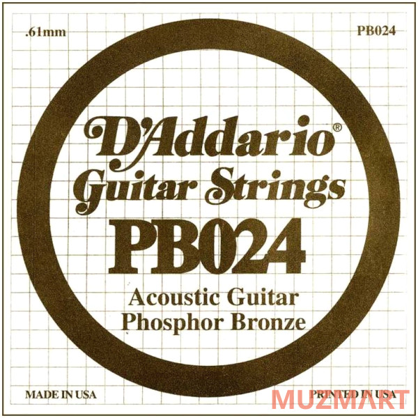 D'Addario PB024 одиночная струна для акустической гитары