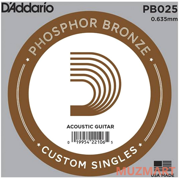 D'Addario PB025 одиночная струна для акустической гитары
