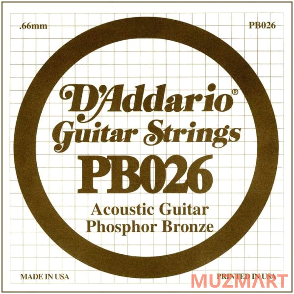 D'Addario PB026 одиночная струна для акустической гитары