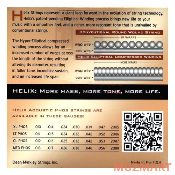 Dean Markley 2087 Helix HD Acoustic CL PHOS Струны для акустической гитары, 012-053