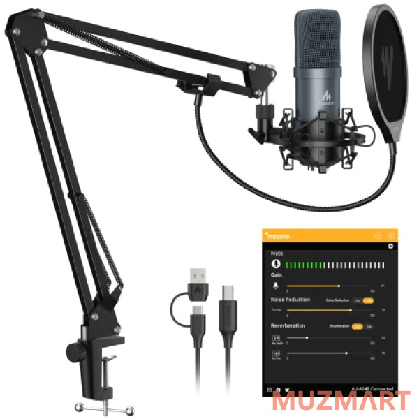 Maono AU-A04E (gray) USB-микрофон, конденсаторный кардиоидный