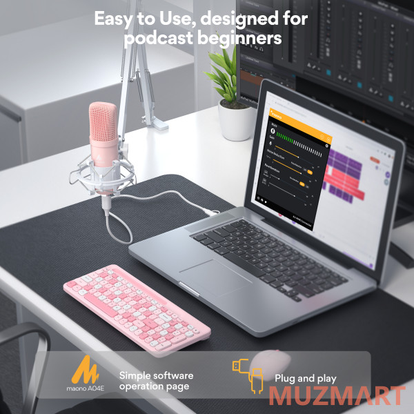 Maono AU-A04E (pink) USB-микрофон, конденсаторный кардиоидный