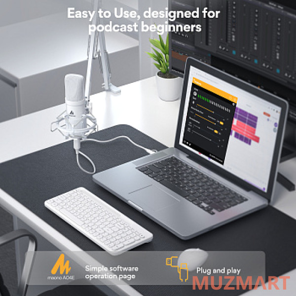 Maono AU-A04E (white) USB-микрофон, конденсаторный кардиоидный