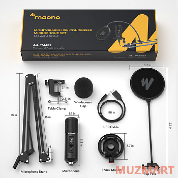 Maono AU-PM422 USB-микрофон, конденсаторный кардиоидный