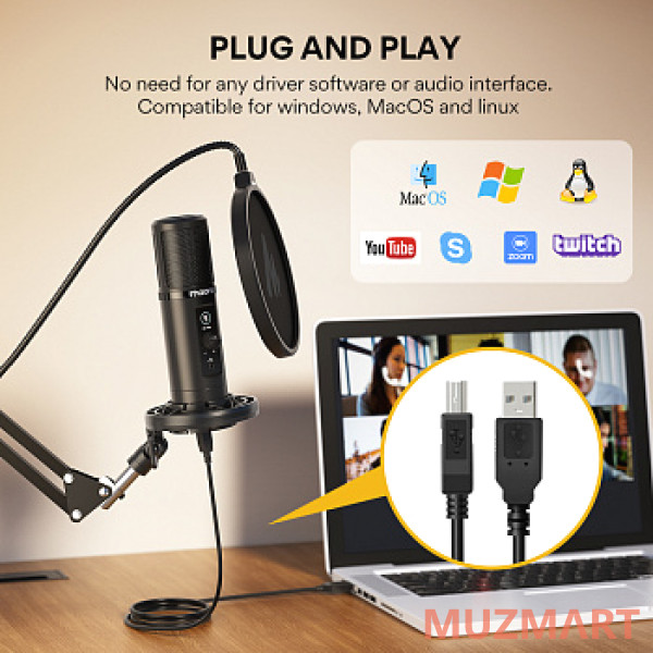 Maono AU-PM422 USB-микрофон, конденсаторный кардиоидный