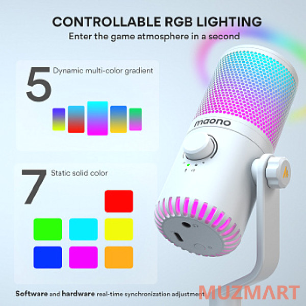 Maono DM30RGB (white) Конденсаторный USB микрофон