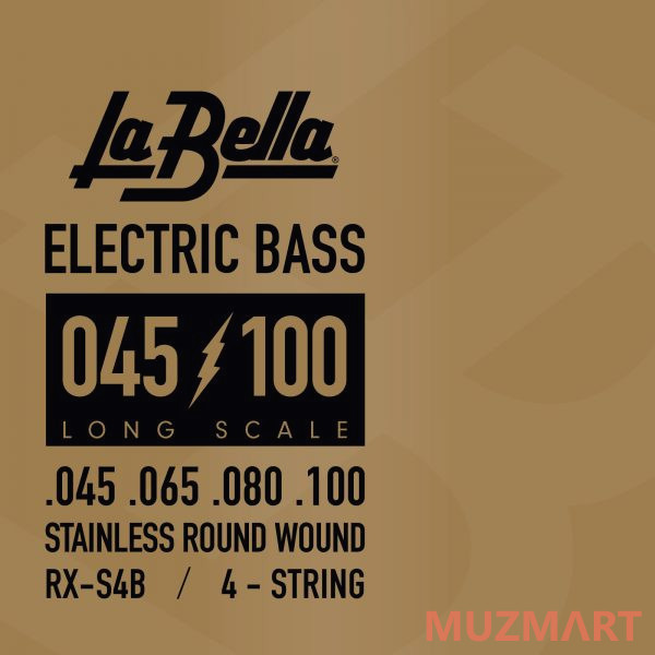 La Bella RX-S4B RX Stainless Комплект струн для бас-гитары, нержавеющая сталь, 45-100