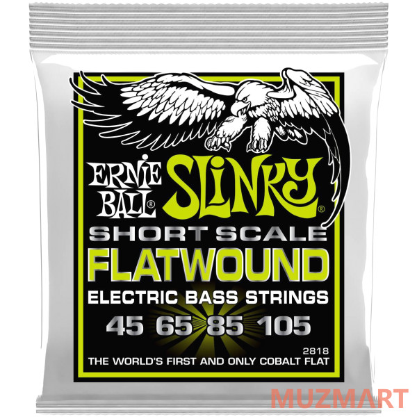Ernie Ball 2818 Flatwound Slinky Regular Short Scale 45-105 Струны для короткомензурной бас-гитары 45-105