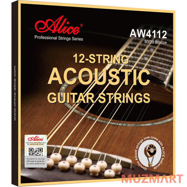 Alice AW4112-SL Комплект струн для 12-струнной акустической гитары, бронза 80/20, 10-47