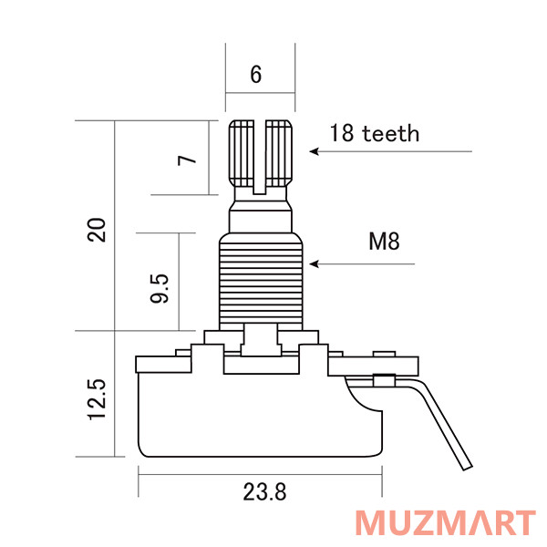 Hosco H-CTS-B500MM Потенциометр B500K (лин), метрический