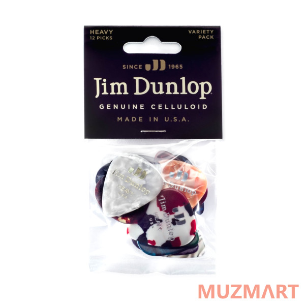 Dunlop PVP107 Набор медиаторов CELLULOID PICK HEAVY VARIETY PACK 12шт, толстые